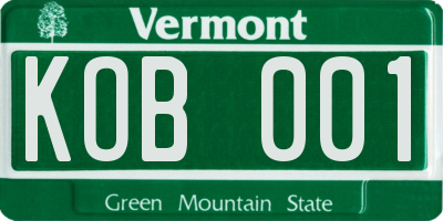 VT license plate KOB001