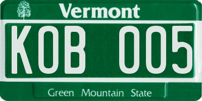 VT license plate KOB005