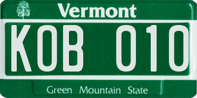 VT license plate KOB010