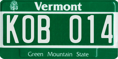 VT license plate KOB014
