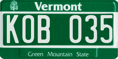 VT license plate KOB035