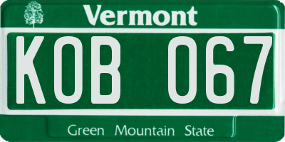 VT license plate KOB067