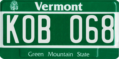 VT license plate KOB068