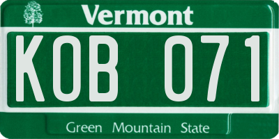 VT license plate KOB071