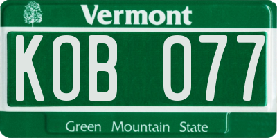 VT license plate KOB077