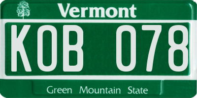 VT license plate KOB078