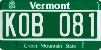 VT license plate KOB081