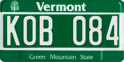 VT license plate KOB084
