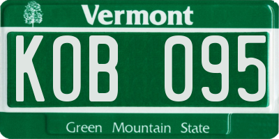 VT license plate KOB095