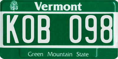 VT license plate KOB098