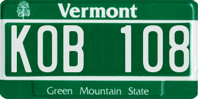 VT license plate KOB108