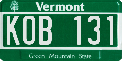 VT license plate KOB131