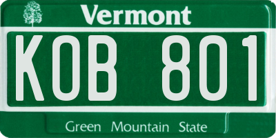 VT license plate KOB801