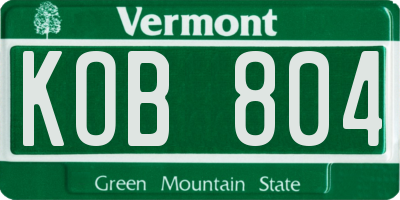 VT license plate KOB804