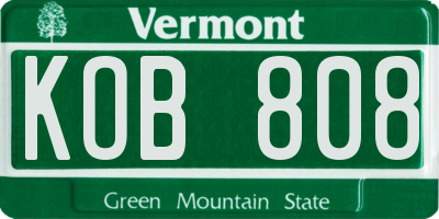 VT license plate KOB808