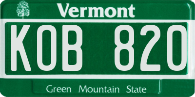 VT license plate KOB820