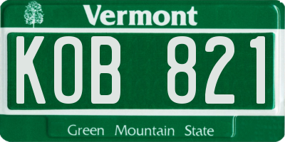 VT license plate KOB821