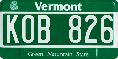 VT license plate KOB826