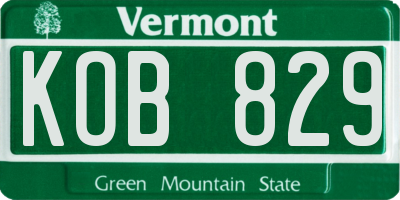 VT license plate KOB829