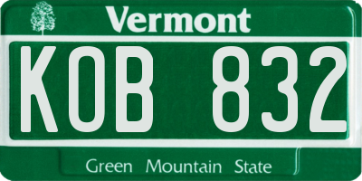 VT license plate KOB832