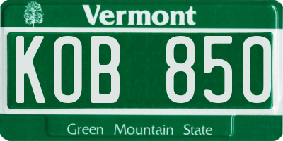 VT license plate KOB850
