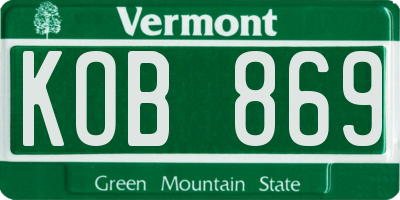 VT license plate KOB869