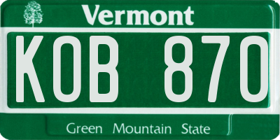 VT license plate KOB870