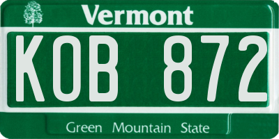 VT license plate KOB872