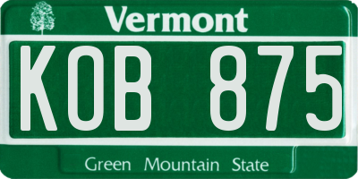 VT license plate KOB875