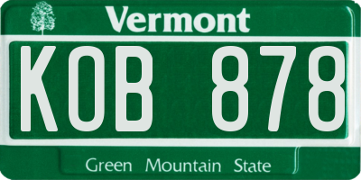 VT license plate KOB878