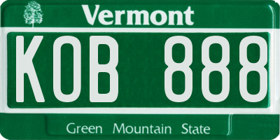 VT license plate KOB888
