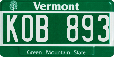 VT license plate KOB893