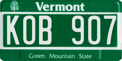 VT license plate KOB907