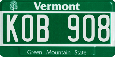 VT license plate KOB908