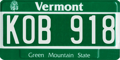 VT license plate KOB918