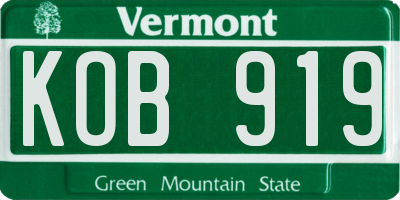 VT license plate KOB919