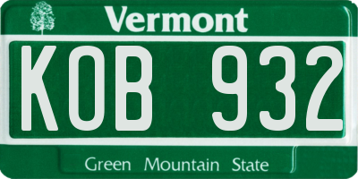 VT license plate KOB932