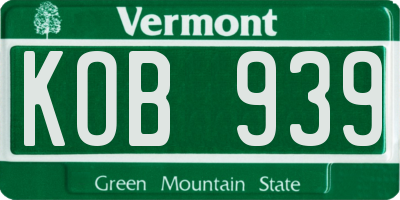VT license plate KOB939