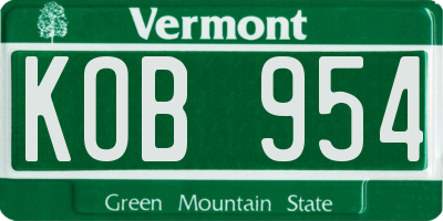 VT license plate KOB954