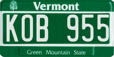 VT license plate KOB955