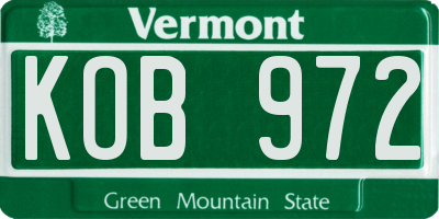 VT license plate KOB972