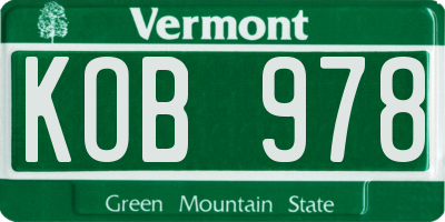 VT license plate KOB978