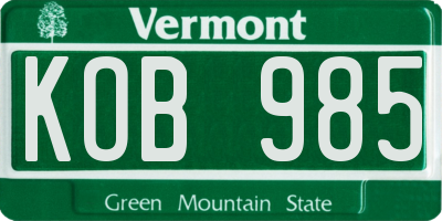 VT license plate KOB985