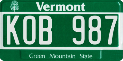 VT license plate KOB987