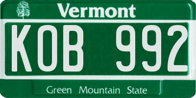 VT license plate KOB992