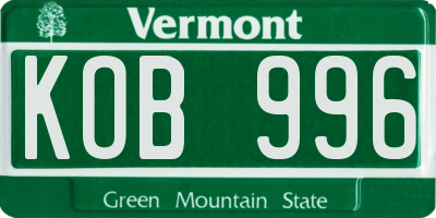 VT license plate KOB996
