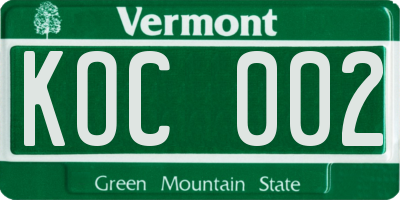 VT license plate KOC002
