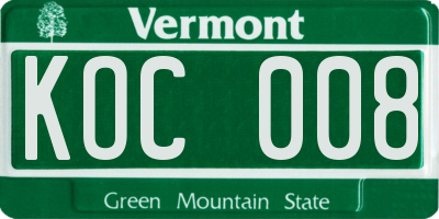 VT license plate KOC008