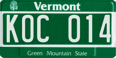 VT license plate KOC014