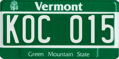 VT license plate KOC015